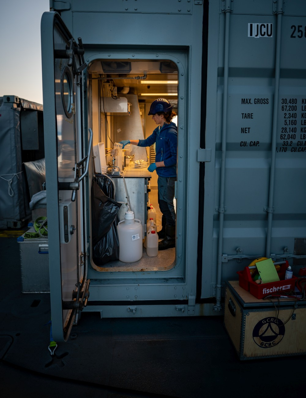 Working in the on-deck laboratory