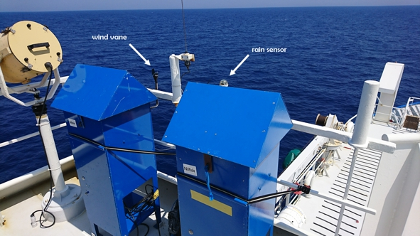 Two dust collectors on the top deck of RV Pelagia