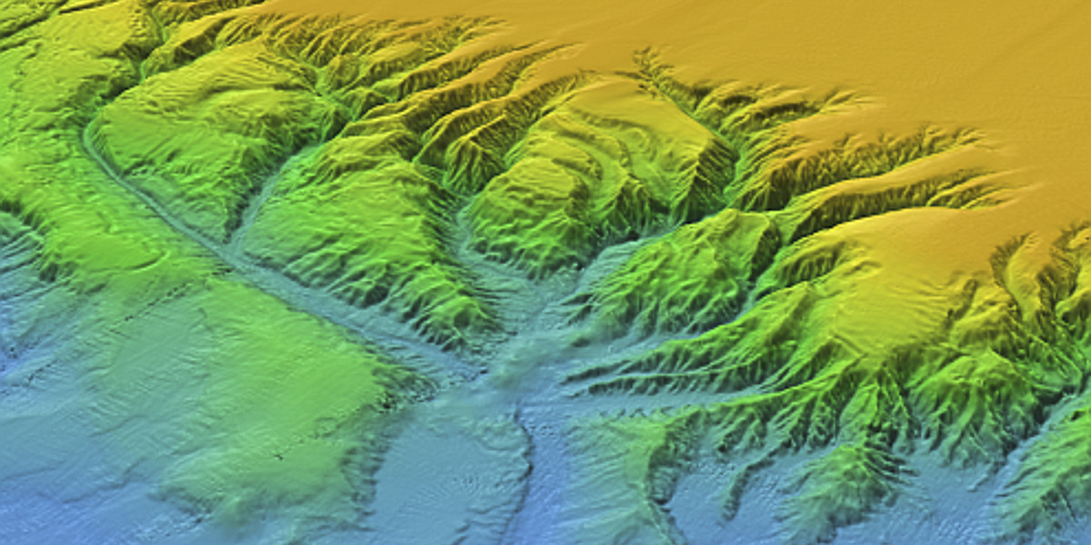 Multibeam image of an underwater canyon