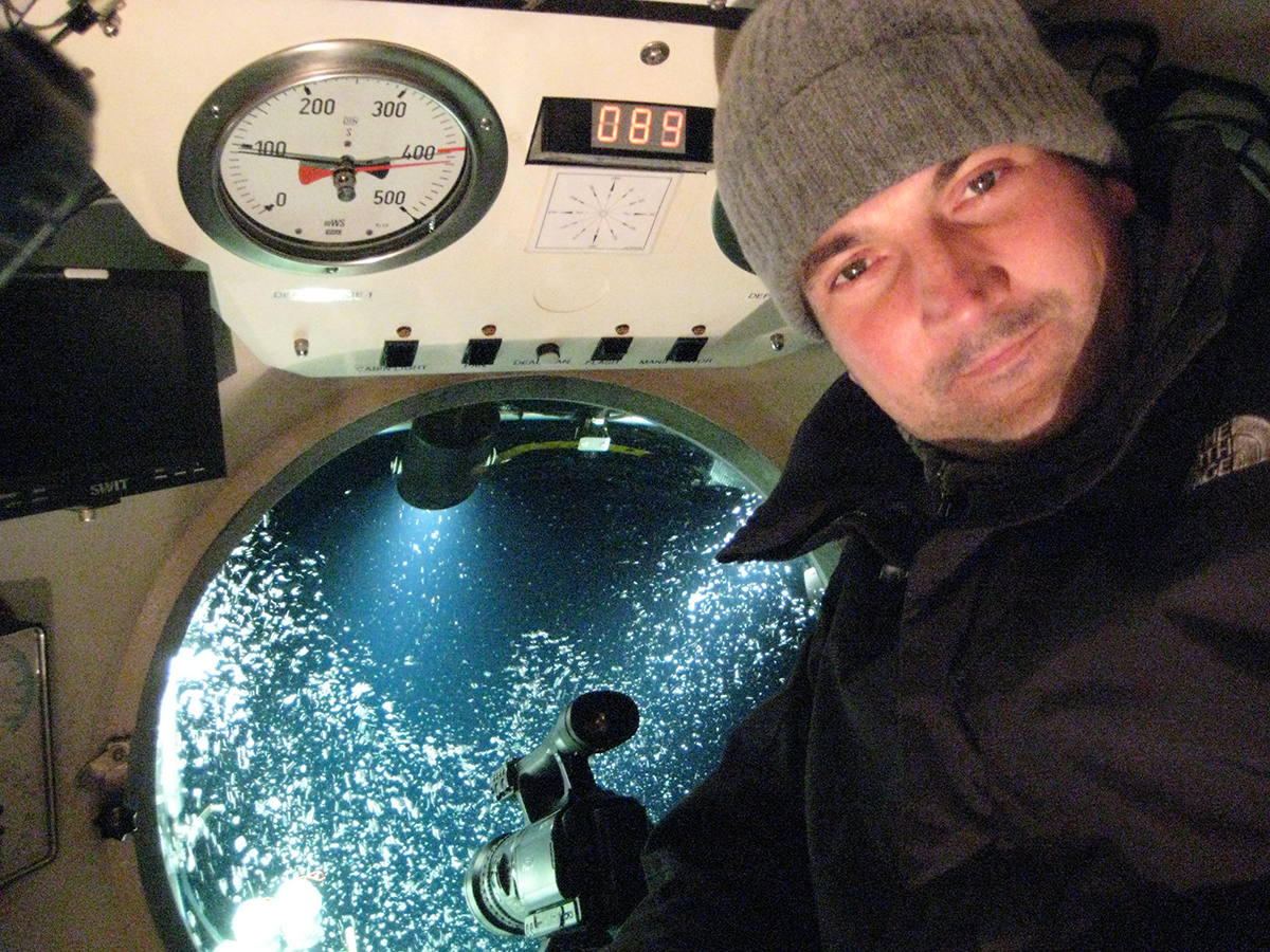 Helge Niemann in submarine. Photo: Helge Niemann