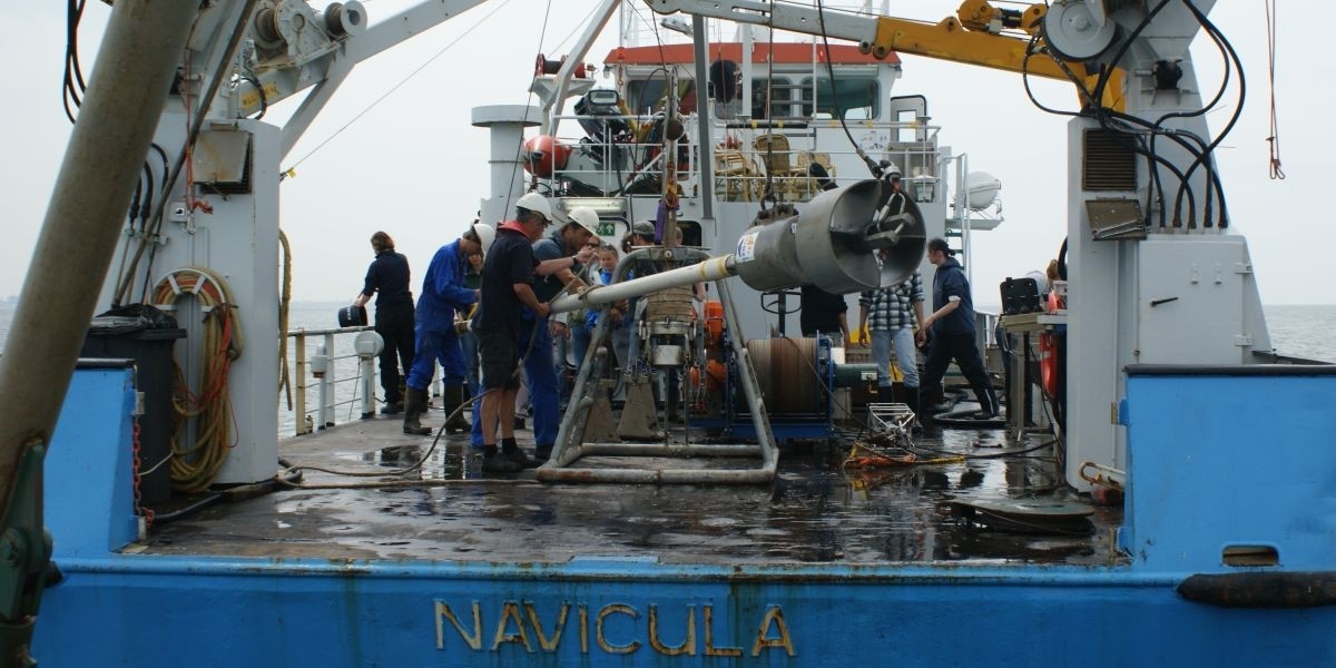 Working on deck of RV Navicula.