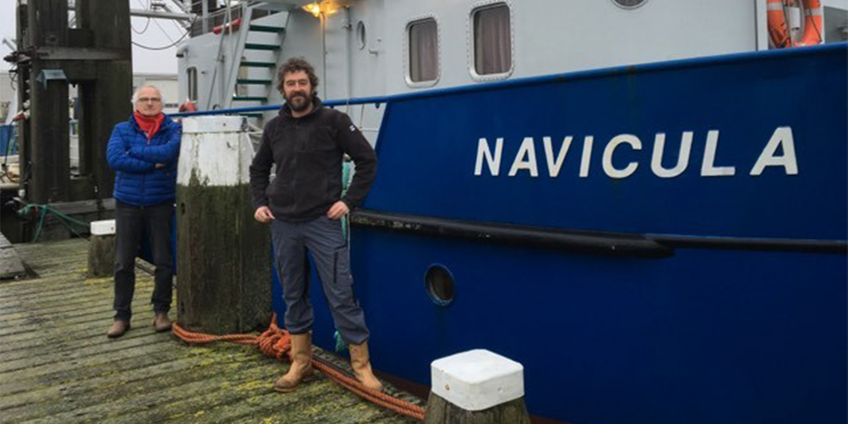 Henk van der Veer and Bram Fey next to RV Navicula