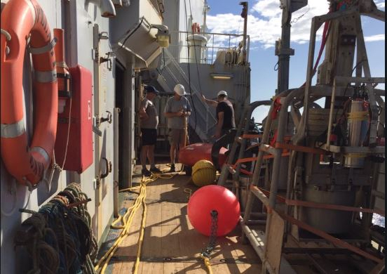 Preparing the mooring line. Photo: Matthew Humphreys