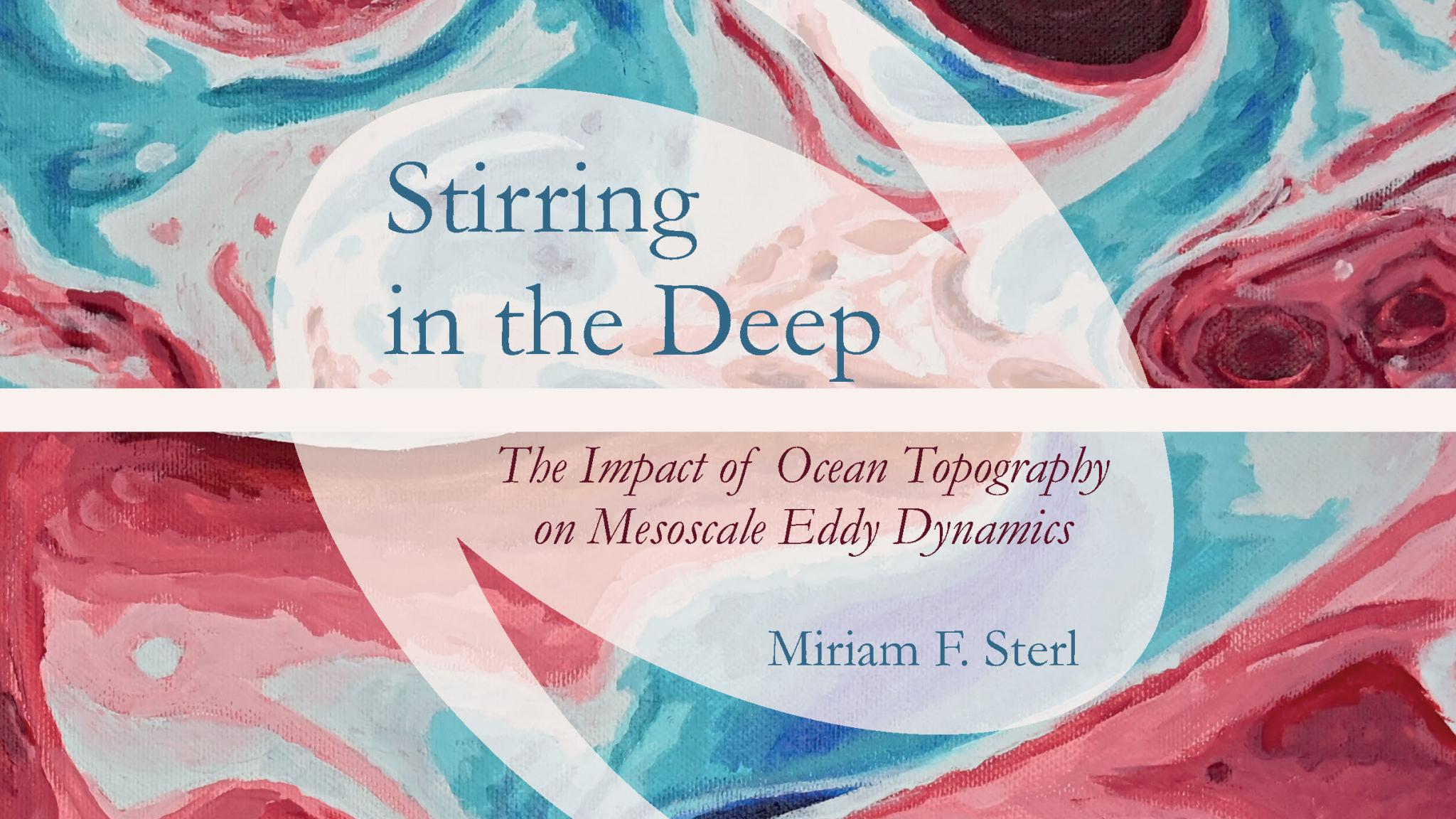 A book cover with blue and red swirls, symbolizing ocean mixing by eddies