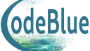 Code blue logo on a transparent background