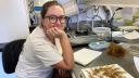 Dr. Juliane Bernardi Vasconcelos prepares Sargassum fronds for herbarium deposits.