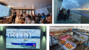 4 images of leisure activities on board during a science cruise