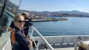 Ruta and Peter on the bridge while departing the harbor