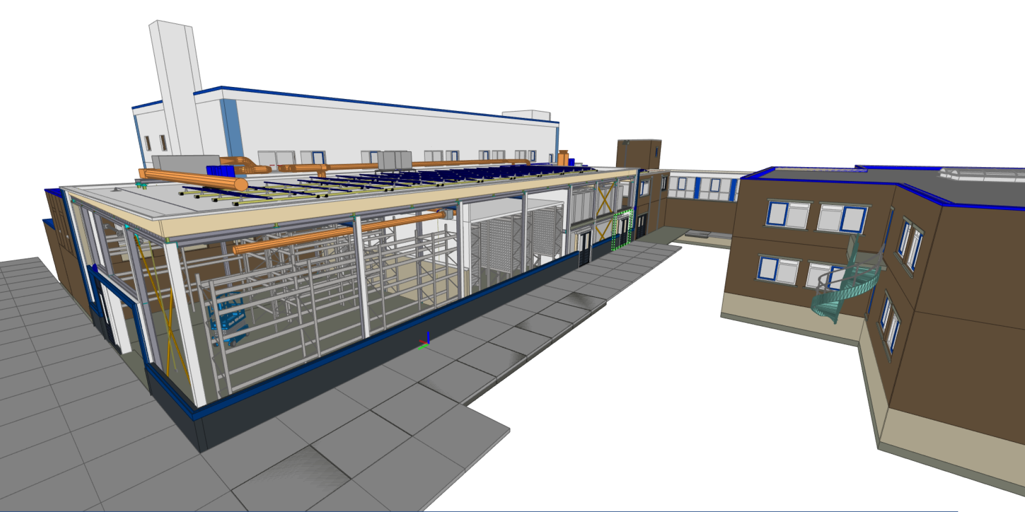 Computer drawing of the inside of the storage hall