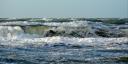 North Sea in winter, waves and wind.