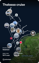 Polar steps shows route of Thalassa on the North Sea during the NoRegrets cruise