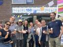 A group of students from the MaMa course enjoying an ice cream in front of the NIOZ building on Texel.