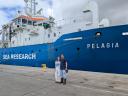 Miguel and Diana, our Portuguese scientific guests, proudly posing with RV Pelagia.